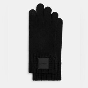NWT Coach Men's Black Wool Knit Tech Gloves size L/XL 
With Rubber Patch Gloves